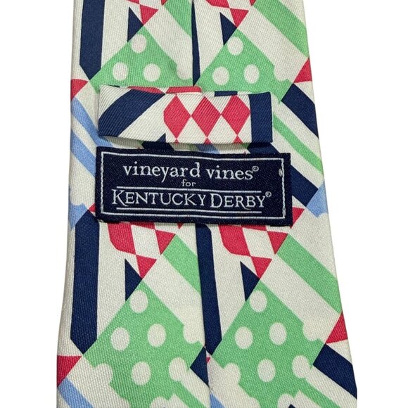 Vineyard Vines Kentucky Derby Silk Tie Patchwork Print 60" USA - Picture 2 of 4